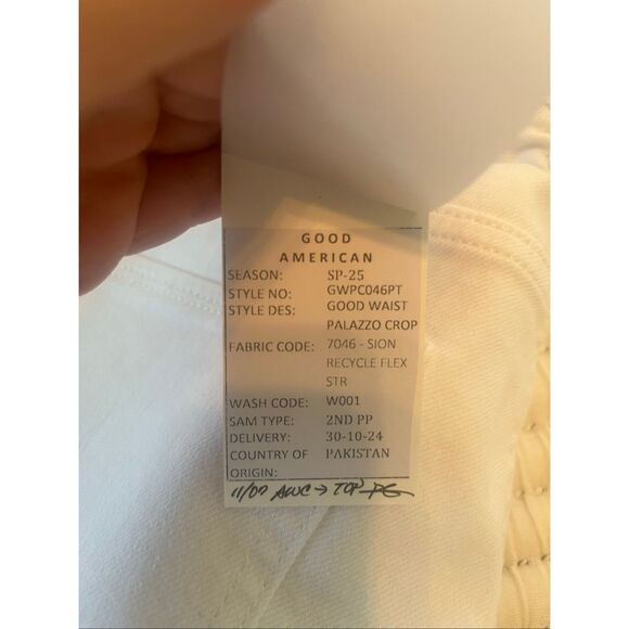 Good American good waist cropped palazzo jeans in white NEW NWT - Picture 6 of 8